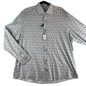 johnnie-O Ruskin Featherweight Button Up Shirt Light Gray Size XL